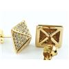 Image 2 : 0.32ct Micro Pavé Round Diamonds 14K Yellow Gold Square Pyramid Stud Earrings