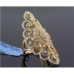 2.27 ctw Channel Diamond  Filigree Ring 14KYellow Gold 9.59g|**Size:6.75