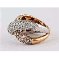 3.5ct Pavé Diamond Overlapping 14K Two-Toned Gold Criss-Cross Motif Ring - 6.5