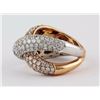 Image 1 : 3.5ct Pavé Diamond Overlapping 14K Two-Toned Gold Criss-Cross Motif Ring - 6.5