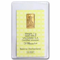 1 gram Gold Bar - Credit Suisse Statue of Liberty (In Assay)