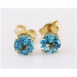 Topaz 5mm 1.12 tcw Classic Stud Earring 14K White or Yellow Gold
