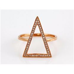 0.18ct Micro Pave Diamond 14K Rose Gold Hollow Triangle Chevron Ring - Size 6.5