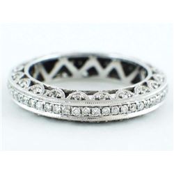 0.70ct Channel Pavé Diamond 14K White Gold Eternity Filigree Band Ring Size 6.5