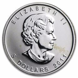 2011 1 oz Silver Canadian Grizzly (Abrasions, Spotted)