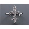 Image 1 : 0.30ct Micro Pavé Diamond in 14K Black Rhodium Gold Fleur-De-Lis Ring - Size 6.5