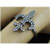 Image 3 : 0.30ct Micro Pavé Diamond in 14K Black Rhodium Gold Fleur-De-Lis Ring - Size 6.5