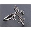 Image 4 : 0.30ct Micro Pavé Diamond in 14K Black Rhodium Gold Fleur-De-Lis Ring - Size 6.5