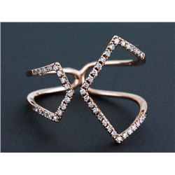 0.22ct Pave Diamonds in 14K Rose Gold Geometric Chevron Cuff Ring - Size 7.5
