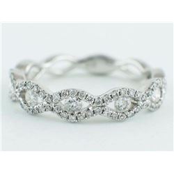 14K White Gold 0.55ct Channel Pavé Diamond Stackable Band Ring - Size 7