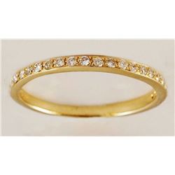 14K Yellow Gold 0.19ct Round Diamond Stackable Eternity Band Ring Set - Size 6.5