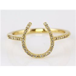 0.15ct Round Pavé Diamond in 14K Yellow Gold Horseshoe Statemet Ring - Size 7