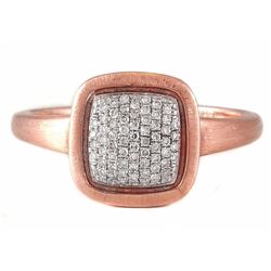 14K Rose Gold with Micro Pave Diamonds Cushion Cocktail Ring - Size 7 Resizable