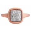 Image 3 : 14K Rose Gold with Micro Pave Diamonds Cushion Cocktail Ring - Size 7 Resizable