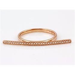 0.12ct Pavé Round Diamonds in 14K Rose Gold Curved Bar Motiff Ring - Size 6.5