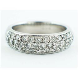 1.10ct Pavé Diamond 14K White Gold Dome Stackable Wedding Band Ring - Size 4.5