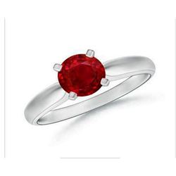 Ruby 1.41 ct 6.5mm Classic Solitaire Ring 14K White or Yellow Gold