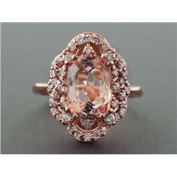 2.96ct Rectangular Cushion Morganite 14K Rose Gold Cocktail Ring - Size 7