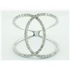Image 1 : 14K White Gold 0.38ct Round Diamonds Overlap Cuff Motiff Ring - 7 Resizable
