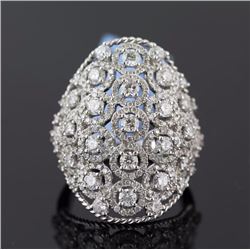 2.69 ctw Prong Channel  Set Diamond Filigree Ring 14K White Gold   8.21g|**Size:6.5