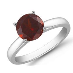 Garnet 1.40 ct 6.5mm Classic Solitaire Ring 14K White or Yellow Gold