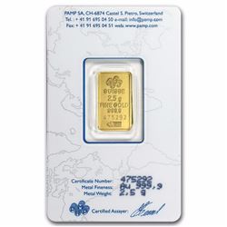 2.5 gram Gold Bar - Pamp Suisse Lady Fortuna (In Assay)