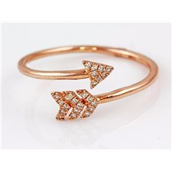 0.07ct Pavé Diamonds in 14K Rose Gold Arrow Cuff Ring - Size 7