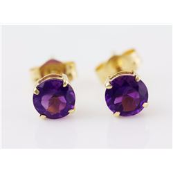 Amethyst 5mm 0.80 tcw Classic Stud Earring 14K White or Yellow Gold