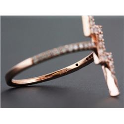 0.36ct Micro Pavé Diamond LIGHTNING BOLT 14K Rose Gold Statement Ring - Size 7