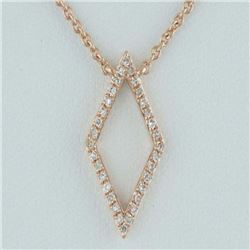 14K Rose Gold 0.10ct Round Pave Diamonds Suit-Diamond Pendandant Necklace - 18"