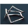 Image 2 : 0.21ct Round Diamonds in 14K Rose Gold Geometric Chevron Cuff Ring - Size 6.5