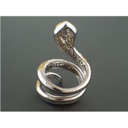 1.20ct Round Diamonds 14K 2Tone Gold Serpent of Slytherin Snake Wrap Ring Size 7