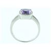 Image 2 : 14K White Gold 1.40ct Cushion Amethyst & Diamond Halo Ring - Size 7