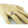 Image 4 : 14K White Gold 1.40ct Cushion Amethyst & Diamond Halo Ring - Size 7