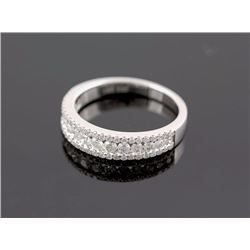 0.71 ctw Pave Channel Set Diamond Wedding Band Ring 14K White Gold   3.31g|**Size:6.5