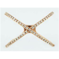 0.16ct Micro Pave Diamonds 14K Rose Gold Criss-Cross Skinny X Ring - Size 7