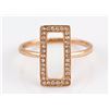 Image 1 : 0.16ct Micro Pave Diamond 14K Rose Gold Hollow Rectangular Ring - Size 6.5