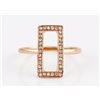 Image 2 : 0.16ct Micro Pave Diamond 14K Rose Gold Hollow Rectangular Ring - Size 6.5
