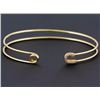Image 1 : 14K Yellow Gold 0.08ct Micro Pavé Diamonds Safety Pin Motif Cuff Bracelet - 6.5"