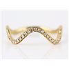 Image 1 : 0.13ct Pavé Diamonds in 14K Yellow Gold Stackable Wave Band Ring - Size 6.5