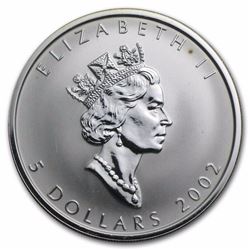 2002 Canada 1 oz Silver Maple Leaf Lunar HORSE Privy