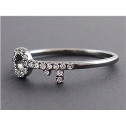 0.12ct Micro Pavé Diamond in 14K Black Rhodium Gold Skeleton Key Ring - Size 6.5