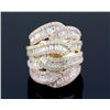 Image 4 : 3.51 ctw Prong-Bezel Channel Diamond  Filigree Ring 14K 2-Tone (YELLOW&ROSE)  17.21G|**Size:6.75