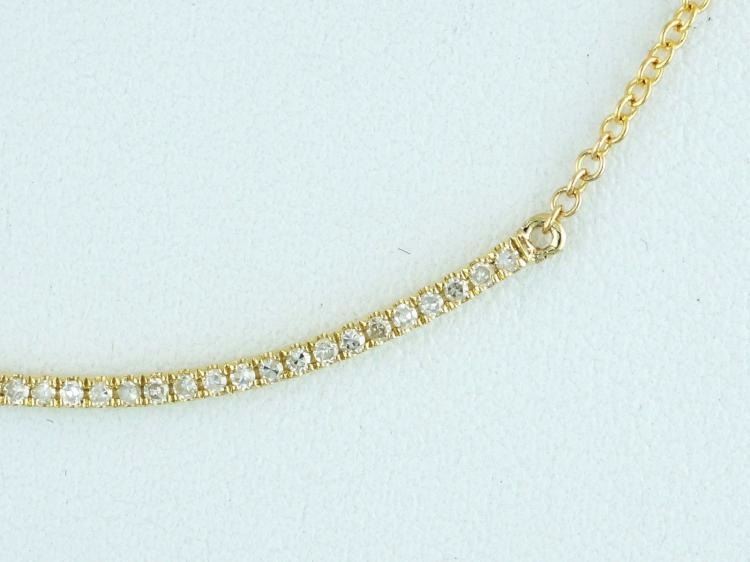 14K Yellow Gold 0.14ct Round Pave Diamond Curved Bar Pendant Necklace 18" CUSTOM