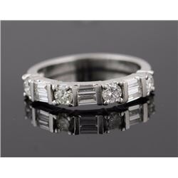 0.85ctw Wedding Anniversary Diamond Ring 14k White Gold G-HSi2-Si3|Ring Size:6.5|Gram Weight:3.1