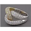 Image 1 : 14K Two-Tone Gold 3.77ct Pavé Diamonds Interlocking Loops Motif Ring - Size 6.5