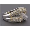 Image 2 : 14K Two-Tone Gold 3.77ct Pavé Diamonds Interlocking Loops Motif Ring - Size 6.5