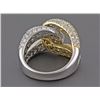 Image 3 : 14K Two-Tone Gold 3.77ct Pavé Diamonds Interlocking Loops Motif Ring - Size 6.5