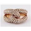 Image 1 : 14K Rose Gold 2.99ct Pavé Diamonds Interlocking Loops Motif Ring - Size 7