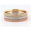 Image 1 : 0.42ct Pavé Diamond in 14K TriTone Gold Stackable Half Band Ring Set - Size 7
